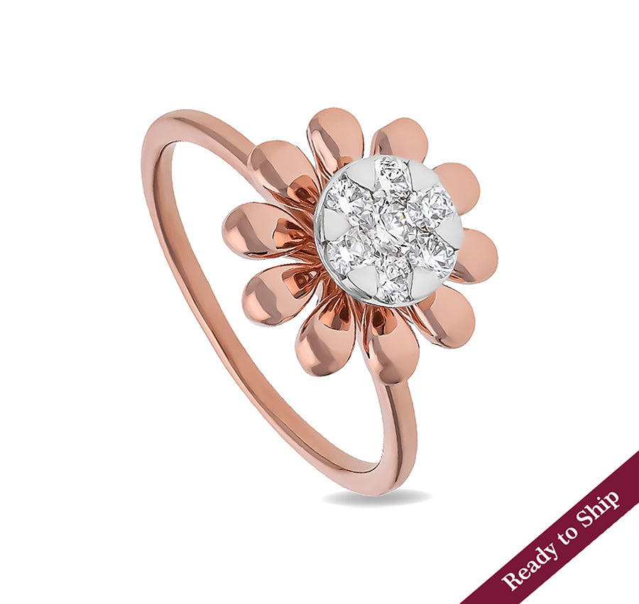 Dazzling Flower Shaped Round Diamond With Pressure Set Casual Ring