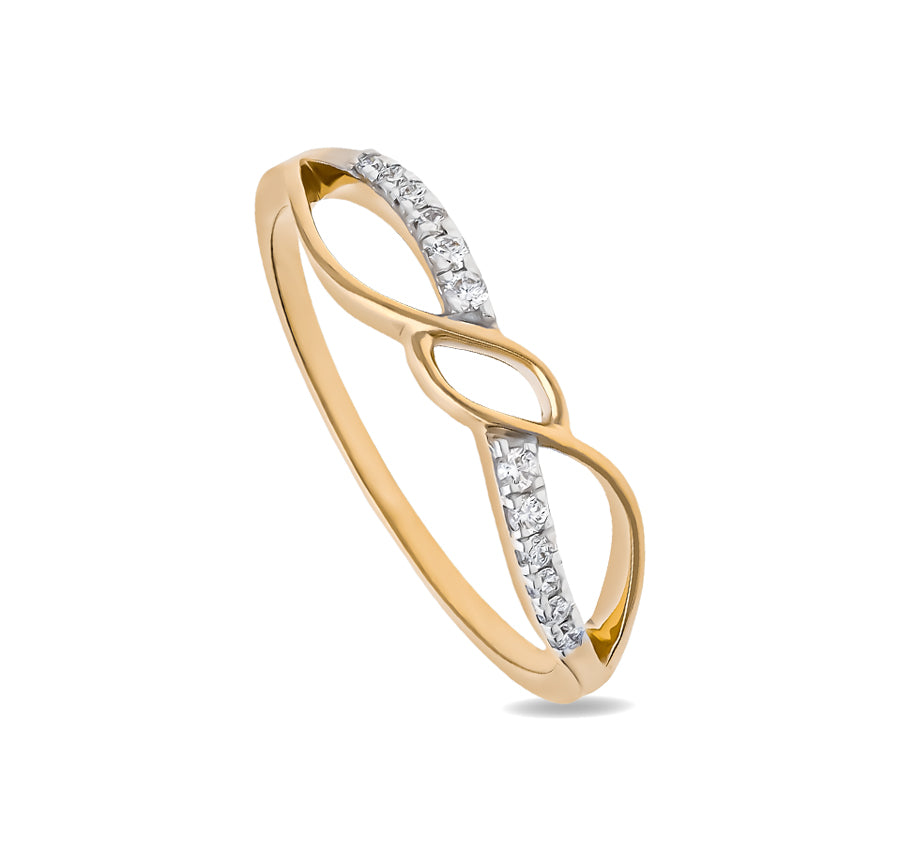 Infinity Sign Round Cut Diamond With Prong Set Yellow Gold Casual Ring