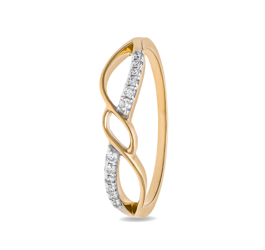 Infinity Sign Round Cut Diamond With Prong Set Yellow Gold Casual Ring