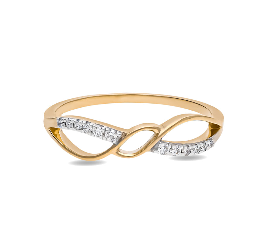 Infinity Sign Round Cut Diamond With Prong Set Yellow Gold Casual Ring