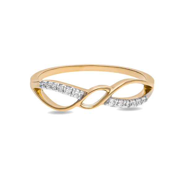 Infinity Sign Round Cut Diamond With Prong Set Yellow Gold Casual Ring