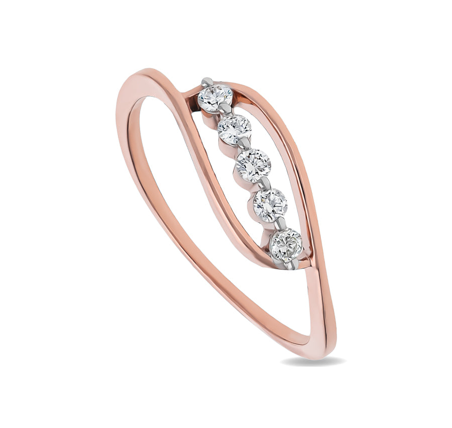 Round Natural Diamond With Prong Set Rose Gold Casual Ring