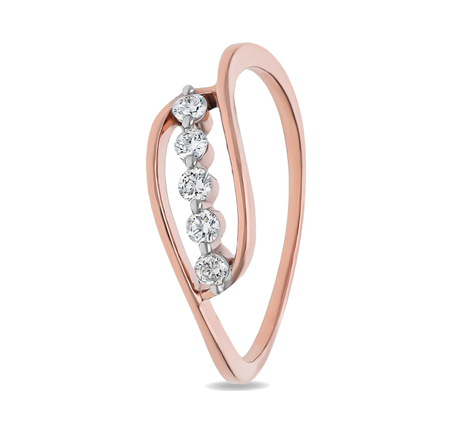 Round Natural Diamond With Prong Set Rose Gold Casual Ring