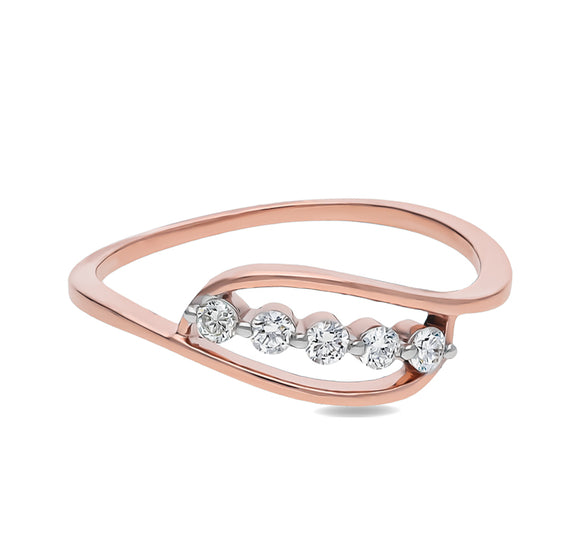 Round Natural Diamond With Prong Set Rose Gold Casual Ring