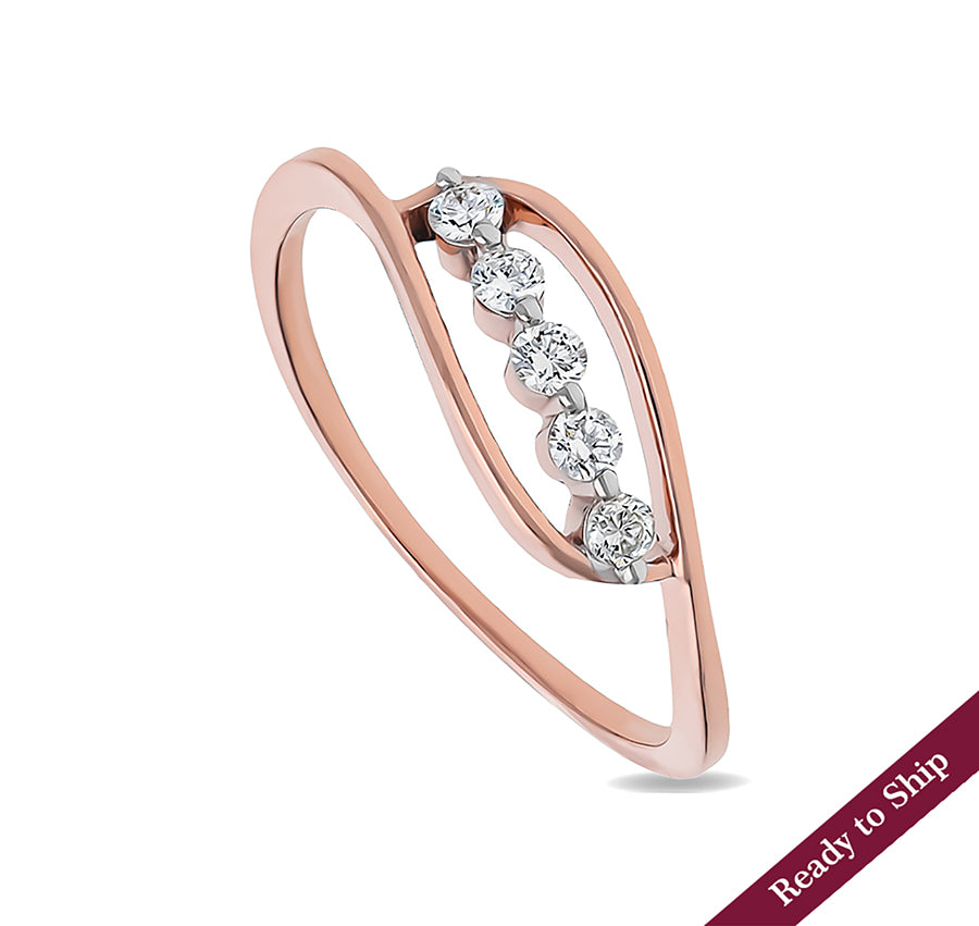 Round Natural Diamond With Prong Set Rose Gold Casual Ring