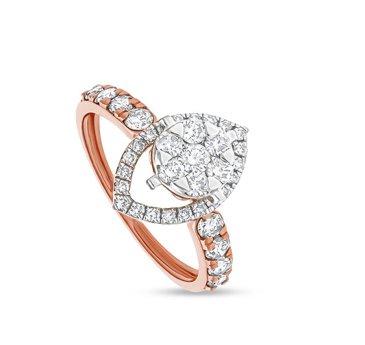 Marquise Shape Round Natural Diamond Rose Gold Diamond Causal Ring