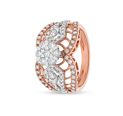 Round Shape Natural Diamond With Prong Setting Rose Gold Engagement  Ring