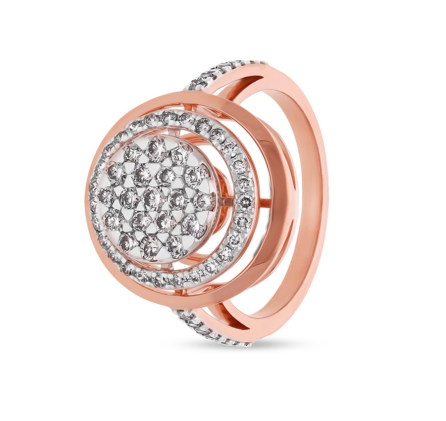 Round Halo Shape Natural Diamond With Prong Set Rose Gold Engagement Ring