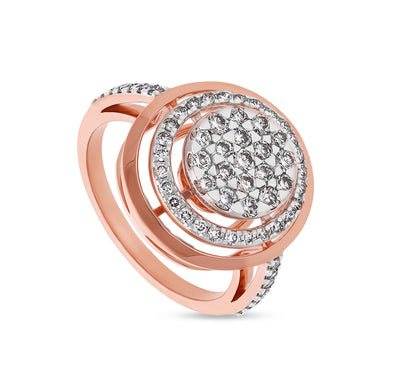 Round Halo Shape Natural Diamond With Prong Set Rose Gold Engagement Ring