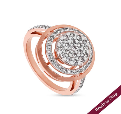 Round Halo Shape Natural Diamond With Prong Set Rose Gold Engagement Ring