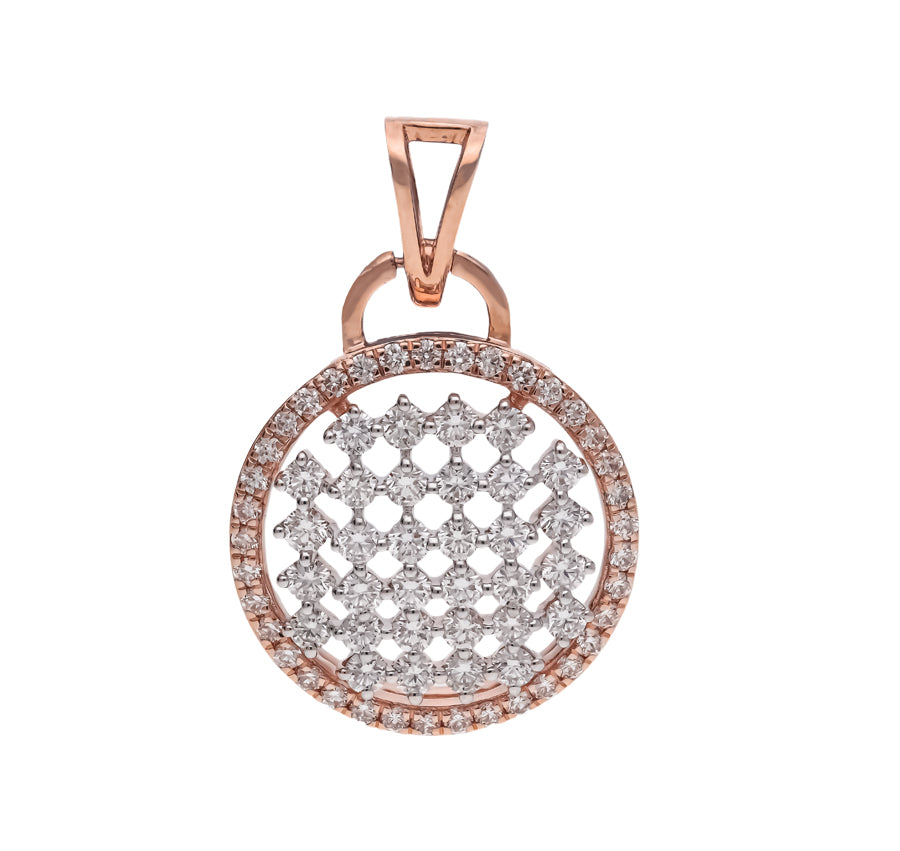 Spherical Majestic Sparkling Rose Gold Diamond Pendant Set