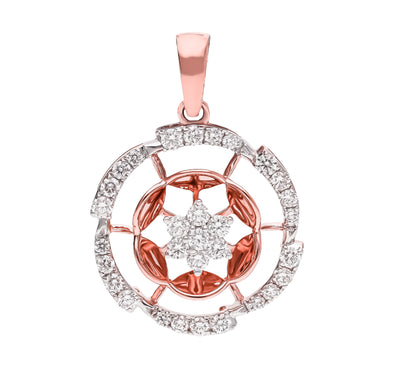 Pressure Round Prong Setting Diamond Rose Gold Casual Pendant Set