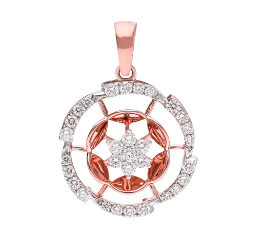 Pressure Round Prong Setting Diamond Rose Gold Casual Pendant Set