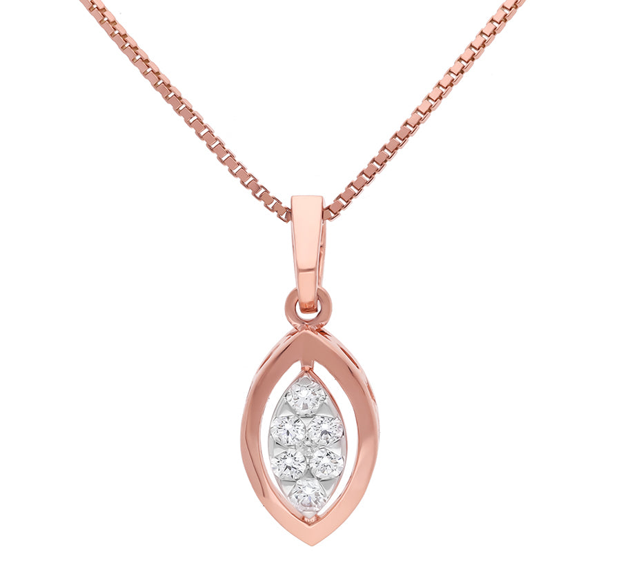 Round Cut Marquise Delicate Rose Gold Diamond Pendant Set