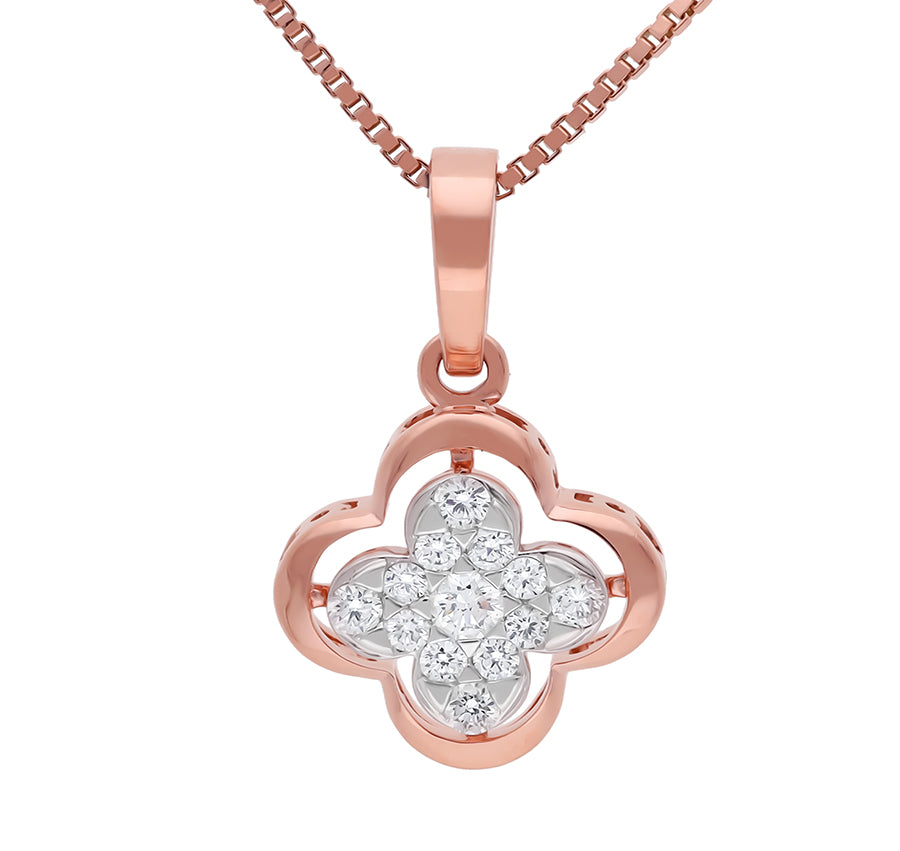 Esquarre Glint Round Diamond Rose Gold Pendant Set