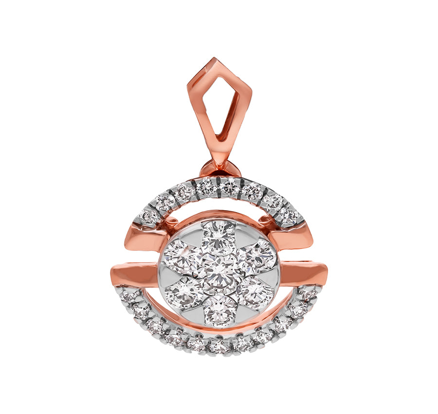 Midi Semi Circle Round Diamond With Prong Set Pendant