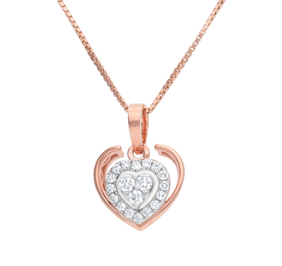 Marvelous Heart Glimmer Rose Gold Diamond Pendant Set