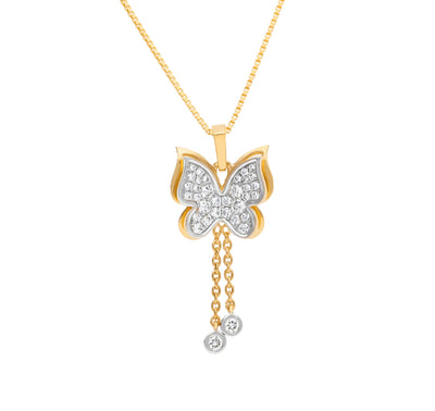 Larva Bliss Elegant Pave Setting Yellow Gold Pendant Set