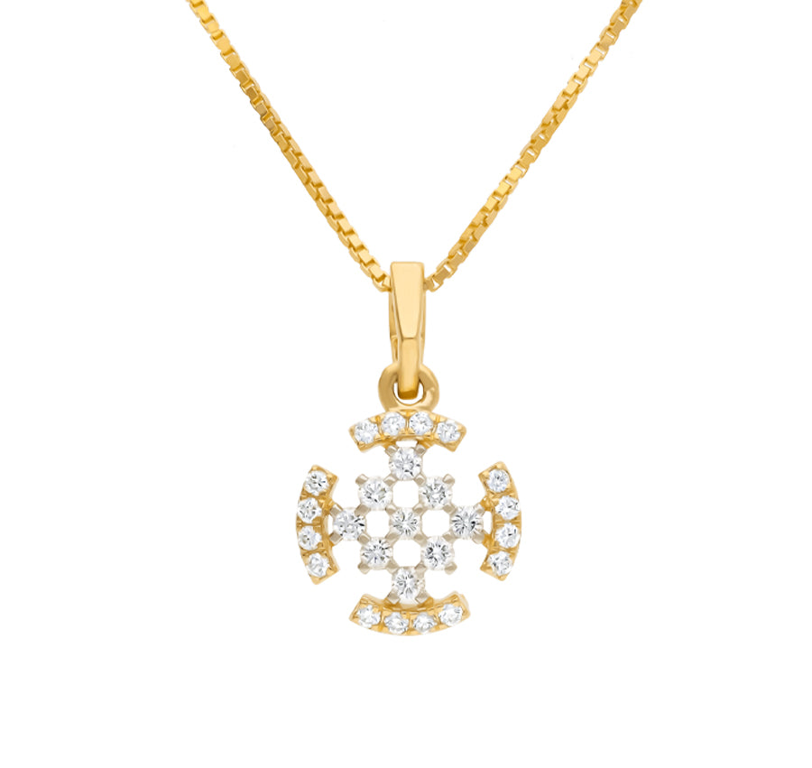 Dispal Bulbous Enchanting Yellow Gold Diamond Pendant Set