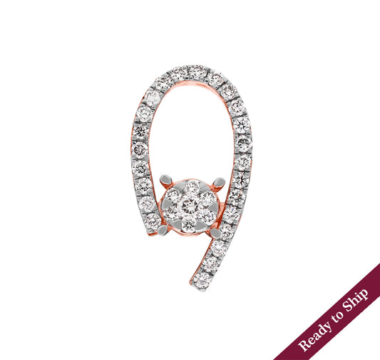 Pear Shape Round Diamond With Prong Set Rose Gold Pendant