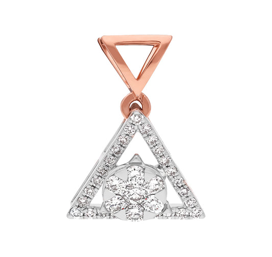 Triangle Shape Straight Set Diamond Rose Gold Pendant