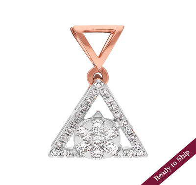 Triangle Shape Straight Set Diamond Rose Gold Pendant