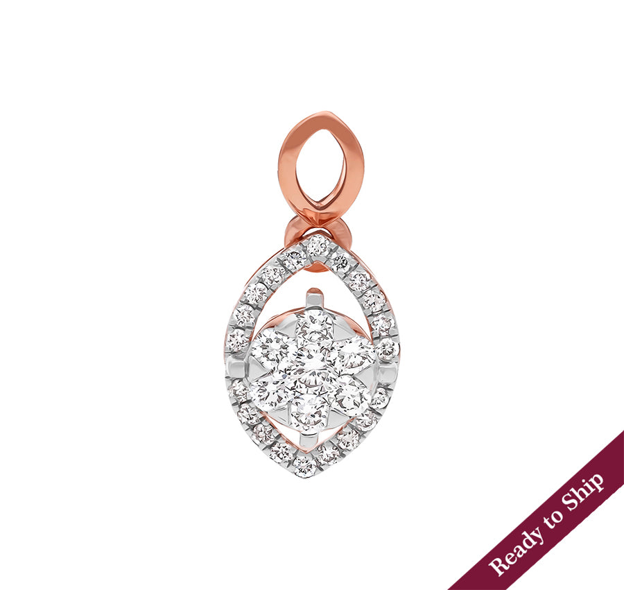 Marquise Shape Round Natural Diamond Rose Gold Minimalist Pendant