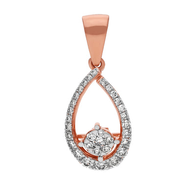 Pear Shaped Round Natural Diamond Rose Gold Dainty Pendant