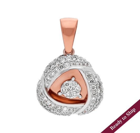 Overlapped Dual Tone Round Natural Diamond Pendant