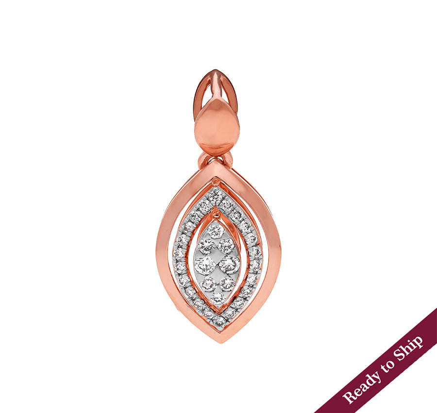 Marquise Shaped Round Natural Diamond With Prong Set Rose Gold Pendant