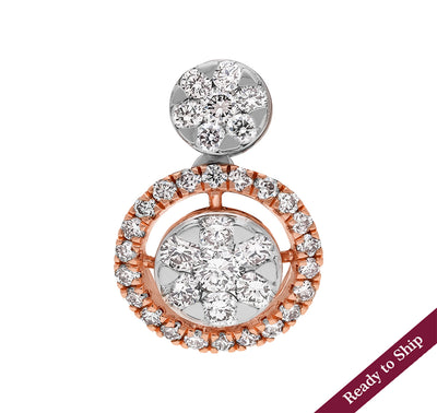 Circle Shaped  Round Diamond With Prong Rose Gold Set Pendant