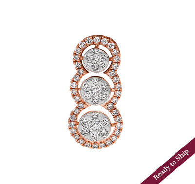 Tri-Curved Round Diamond With Prong Set Rose Gold Pendant