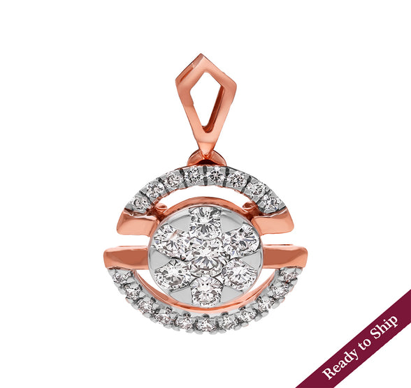 Midi Semi Circle Round Diamond With Prong Set Pendant