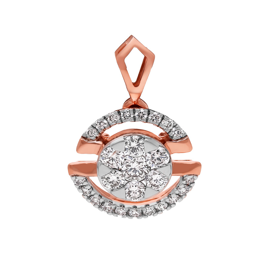 Midi Semi Circle Round Diamond Rose Gold Pendant Set Without Chain