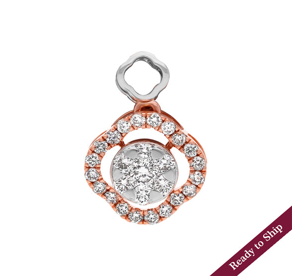 Heptagon Shaped Round Diamond With Prong Set Dual Tone Pendant