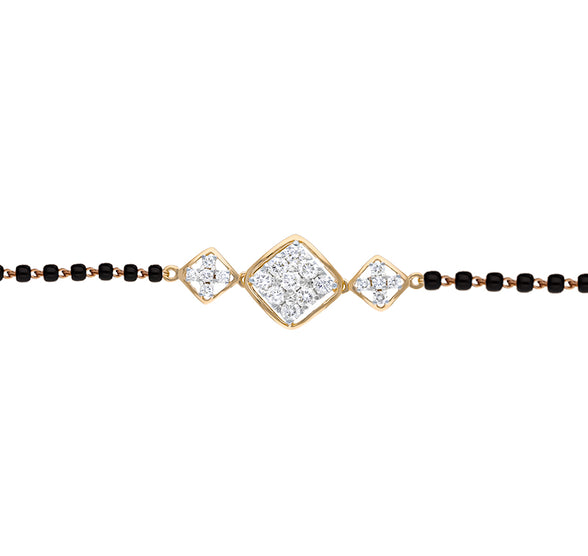 Rhombus Shape Round Natural Diamond Yellow Gold Women Tanmaniya Bracelet