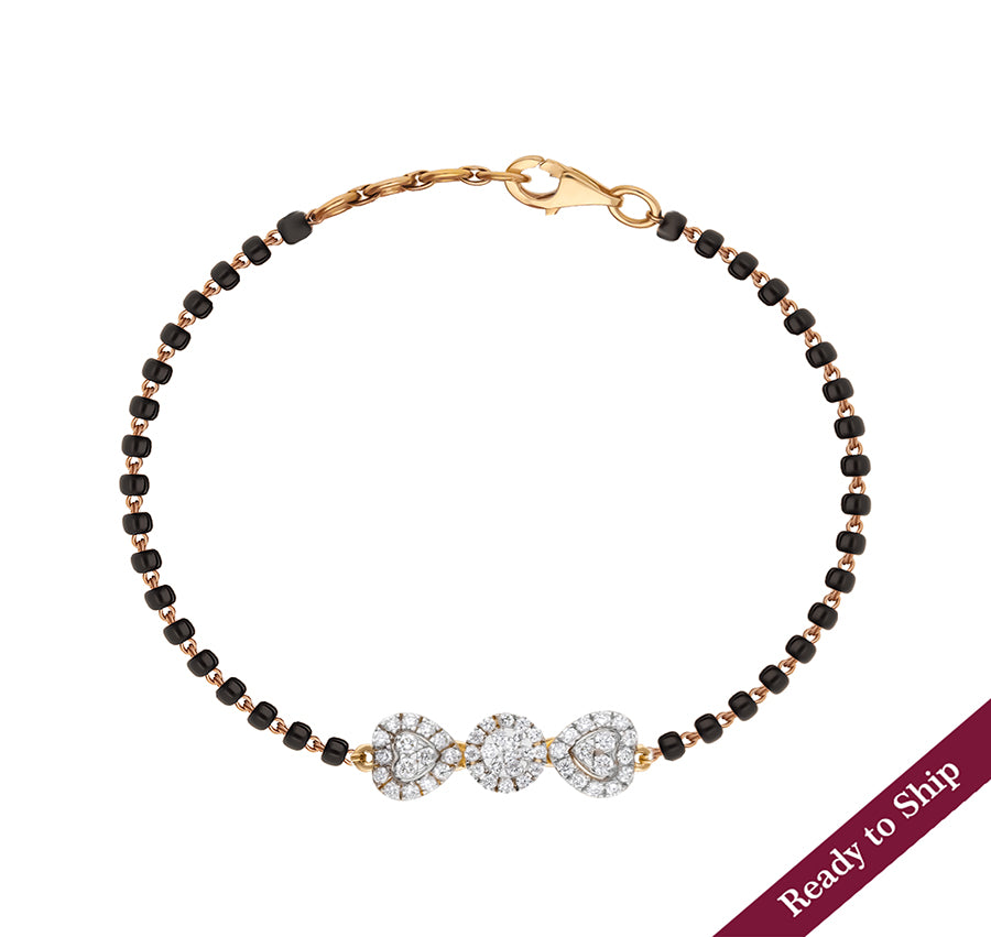 Heart and Round Shape Natural Diamond Yellow Gold Tanmaniya Bracelet