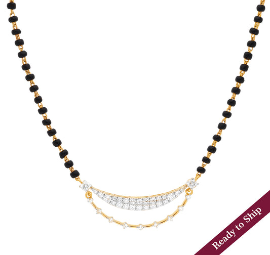 Round Natural Diamond With Prong Set Yellow Gold Tanmaniya Mangalsutra