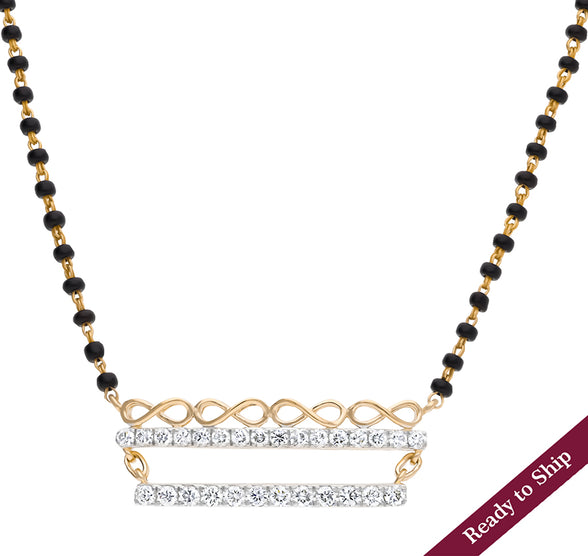 Foreverness Black Beaded bliss Round Natural Diamond Tanmaniya Mangalsutra