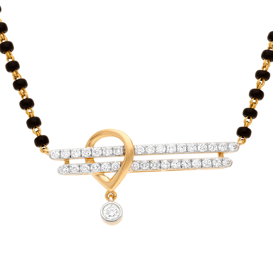 Round Natural diamond Yellow Gold Minimalist Tanmaniya Mangalsutra