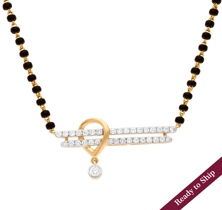 Round Natural diamond Yellow Gold Minimalist Tanmaniya Mangalsutra